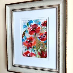 Wild Poppies & Blue Sky / Original Watercolor Floral Painting