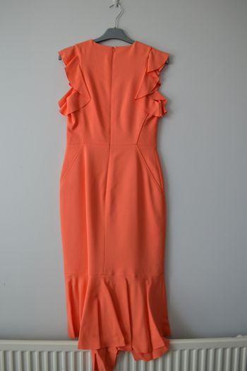 Karen Millen Frilly Dress SIZE 10 Coral