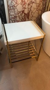 Gold Metal Side Table / Console Table Cracked Top