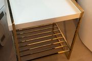 Gold Metal Side Table / Console Table Cracked Top
