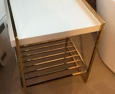 Gold Metal Side Table / Console Table Cracked Top