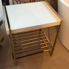 Gold Metal Side Table / Console Table Cracked Top