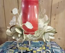 Decorative Candle / Nightlight Holders: metallic with rose/flower & leaf detail..