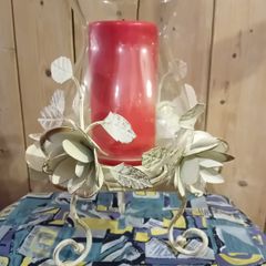 Decorative Candle / Nightlight Holders: metallic with rose/flower & leaf detail..
