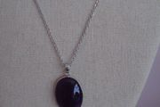 Purple Onyx pendant,Gemstone jewellery,Stainless steel chain,New