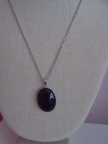 Purple Onyx pendant,Gemstone jewellery,Stainless steel chain,New