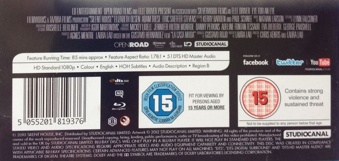 Silent House [2011] Elizabeth Olsen [Blu-ray Movie]