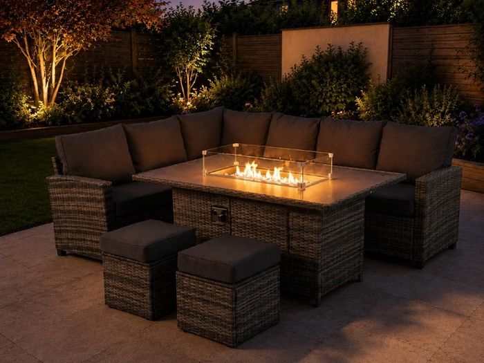 8 Seater Firepit Table Rattan Dining Set