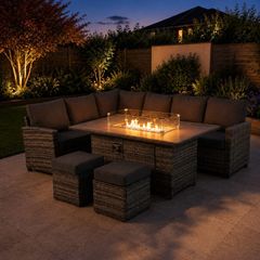 8 Seater Firepit Table Rattan Dining Set