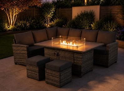 8 Seater Firepit Table Rattan Dining Set