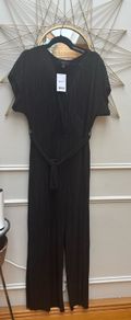 Next Plisse wide leg jumpsuit Black BNWT