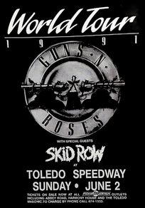 Guns N Roses Vintage Concert Poster Toledo Speedway OH USA 1991 Replica