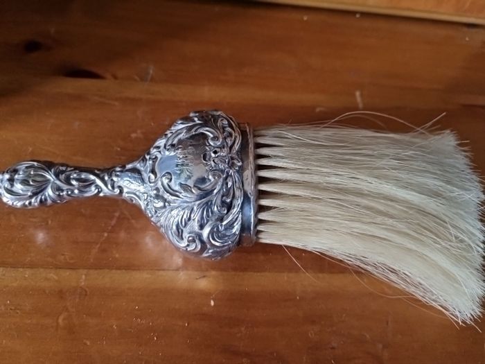 ornate sterling silver horsehair brush