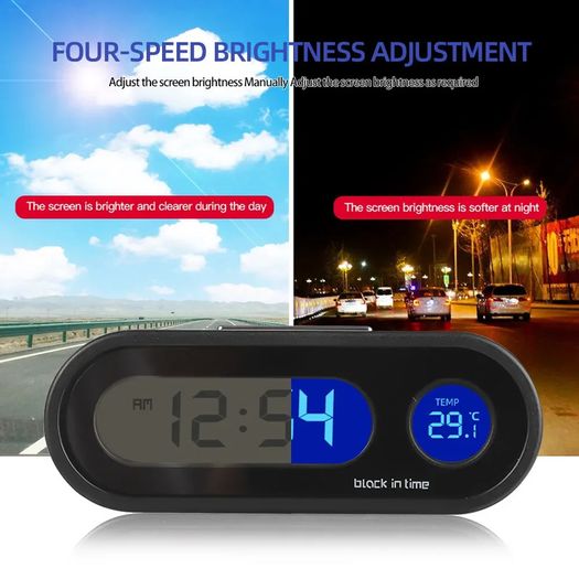 Mini Electronic Car Clock Time Watch Auto Dashboard Clocks Luminous Thermometer LCD Backlight Digital Display Car Accessories