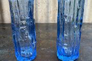 Vintage mid-century Geoffrey Baxter For Whitefriars 'bark' Vases  Geoffrey Baxter For Whitefriars 'bark' Vases, In Kingfisher Blue, X2