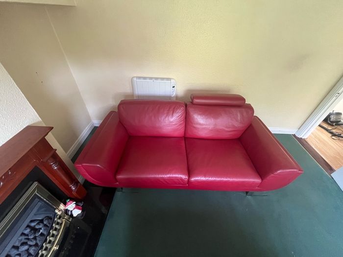 red leather sofa