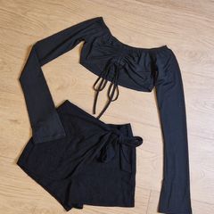 Stradivarius Linen Skort + Off Shoulder Top - 8
