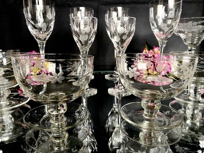 Vintage Etched Crystal  Beautiful Bundle in Mint Condition