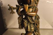 Krishna Brass Murti Krishn Hindu God Radha Krishna Hare Rama Iskon 24 CM. Tall .