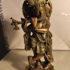 Krishna Brass Murti Krishn Hindu God Radha Krishna Hare Rama Iskon 24 CM. Tall .