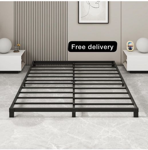 12cm Low King Size Bed frame, Metal Bed 150x200 cm