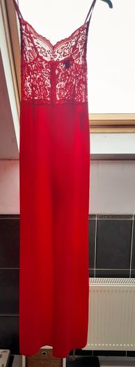 Red wide legged jumpsuit,