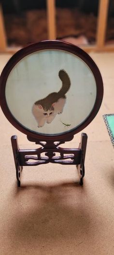 Vintage Double-Sided Suzhou  Silk table Screen in original box