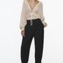 Zara barrel trousers with cuffed hem size XS black Image 3