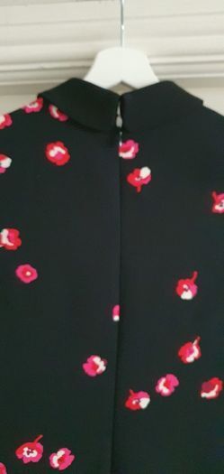 Kate Spade black falling floral ruffle detail dress with pink/red petals Sz 4 (Fit 10 UK) - Rrp 398 Dollars