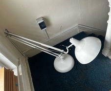 Floor lamp white, metal, 180cm, (rotatable/foldable)