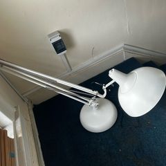 Floor lamp white, metal, 180cm, (rotatable/foldable)