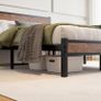 King Size Bed Frame with Wooden Headboard 11 Under-Bed Storage for Master Bedroom, Couples, Heavy Duty Metal Frame 800 lbs, Noise-Free, No Box Spring Needed, Easy Assembly , Black Brown Oak Image 3