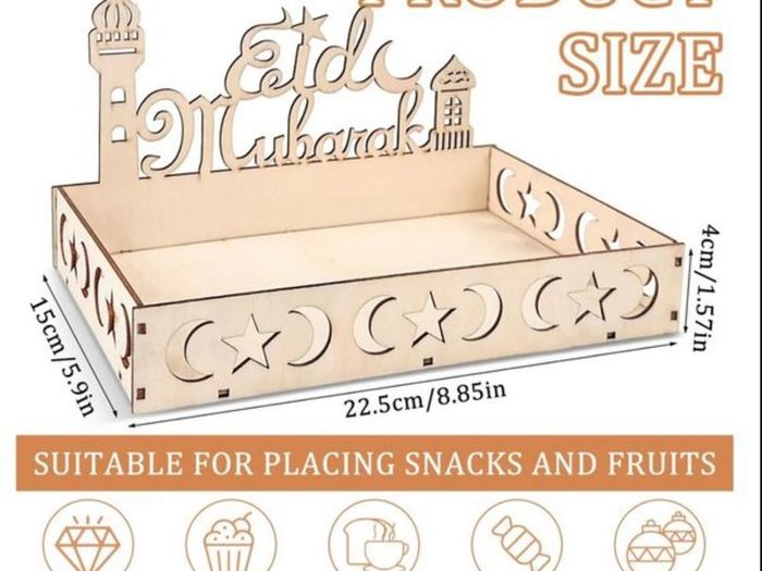 Brand new Eid Mubarak plate wooden tray,