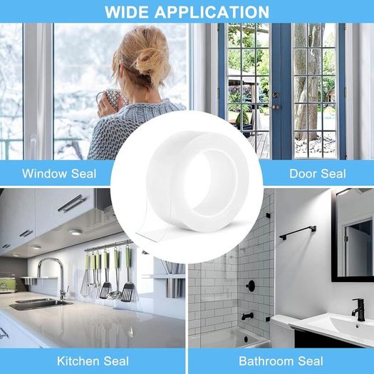 Window Weather Sealing Tape 3 cm x 10 m Waterproof Window Draft Isolation Sealing Film Weather Seal Tape for Door Draft Stopper Adhesive Tape No Residue Sealant for Winter