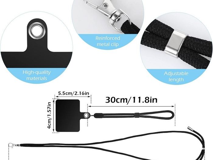 Phone Lanyard (neck + wrist strap + tether patch)