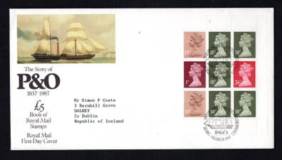 1987 Great Britain The Story of P&O 1837-1987 Stamp Booklet Pane Royal Mail First Day Cover (FDC)