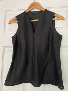 Black Linen St Michael - Marks and Spencer Sleeveless Top - Size 8- New with Tags