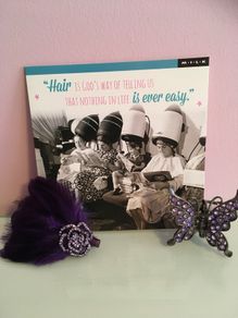 PURPLE Feather & Diamante Hair Clips
