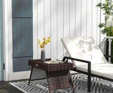 Outdoor Garden Coffee Table Outdoor Side Table, PE Rattan, Weatherproof, 60 cm x 41 cm x 41 cm, Brown