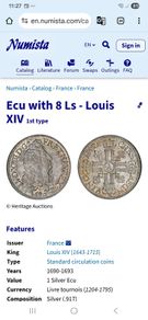 Coin French Ecu 1691 replica