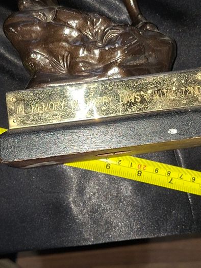 Beautiful Rare Old Heavy Bronze Boy Scout Statue, IN MEMORY OF HAPPY DAYS WITH 72ND, the  72nd Killester Scout Troop based in Dublin