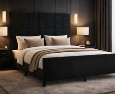 Velvet Bed Frame with Adjustable Headboard
