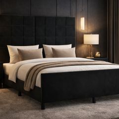 Velvet Bed Frame with Adjustable Headboard