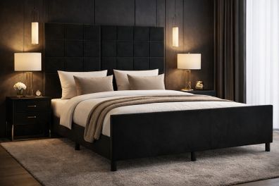 Velvet Bed Frame with Adjustable Headboard