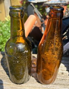 2  Vintage half pint glass Cork Advertising Bottles