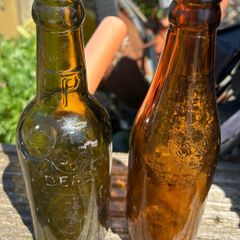 2  Vintage half pint glass Cork Advertising Bottles