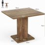 Dining Table, 90 cm x 80 cm x 75 cm, Small Kitchen Table, Wooden Dining Room Table for 2-4 People with Ribbed Base Image 2
