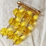 Antique 1930s art deco dangle beaded brooch sunburst brass amber hand blown glass gift vintage Image 3