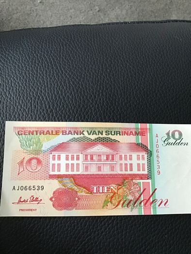 Rare Suriname Banknote 10 Gulden