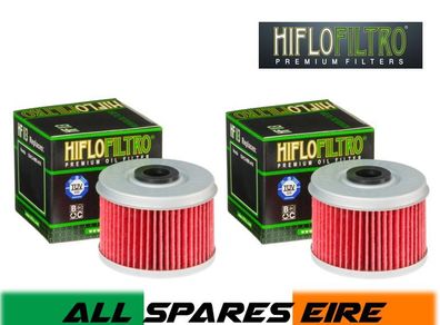 Hiflo Hf113 Honda Atv Quad Oil Filter Trx 300 350 400 420 450 500 - 2 Pack